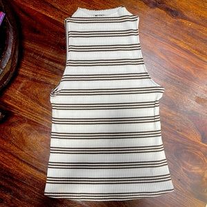 Anthropologie by Maeve knit brown & off white stripe knit top